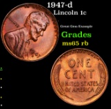 1947-d Lincoln Cent 1c Grades GEM Unc RB