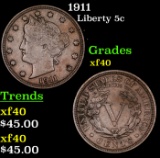 1911 Liberty Nickel 5c Grades xf