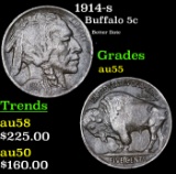 1914-s Buffalo Nickel 5c Grades Choice AU