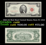 1963 $2 Red Seal United States Note Fr-1513 Grades Gem+ CU