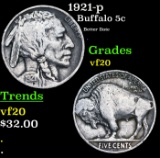 1921-p Buffalo Nickel 5c Grades vf, very fine