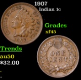 1907 Indian Cent 1c Grades xf+