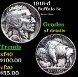 1916-d Buffalo Nickel 5c Grades xf details