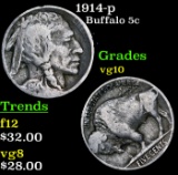 1914-p Buffalo Nickel 5c Grades vg+