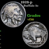 1928-p Buffalo Nickel 5c Grades vf++