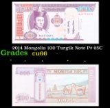 2014 Mongolia 100 Turgik Note P# 65C Grades Gem+ CU