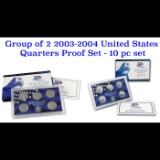 Group of 2 United States Mint Quarters Proof Sets 2003-2004 10 coins