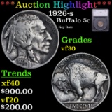 ***Auction Highlight*** 1926-s Buffalo Nickel 5c Graded vf30 By SEGS (fc)