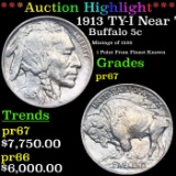 Proof ***Auction Highlight*** 1913 TY-I Buffalo Nickel Near TOP POP! 5c Graded pr67 By SEGS (fc)
