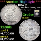 ***Auction Highlight*** 1857-p Seated Half Dollar 50c Graded Select Unc BY USCG (fc)