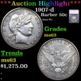 ***Auction Highlight*** 1907-d Barber Half Dollars 50c Graded ms63 By SEGS (fc)