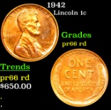 Proof 1942 Lincoln Cent 1c Grades Gem+ Proof Red