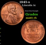 1945-s Lincoln Cent 1c Grades GEM Unc RB