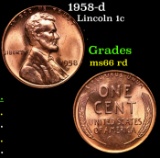 1958-d Lincoln Cent 1c Grades GEM+ Unc RD