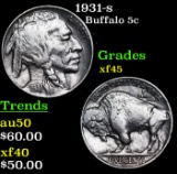 1931-s Buffalo Nickel 5c Grades xf+