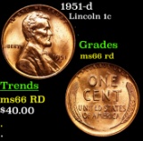 1951-d Lincoln Cent 1c Grades GEM+ Unc RD