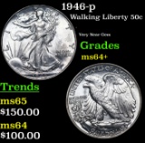 1946-p Walking Liberty Half Dollar 50c Grades Choice+ Unc