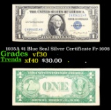 1935A $1 Blue Seal Silver Certificate Fr-1608 Grades vf++