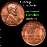 1948-p Lincoln Cent 1c Grades GEM Unc RB