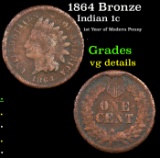 1864 Bronze Indian Cent 1c Grades vg details