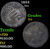 1852 Three Cent Silver 3cs Grades f+