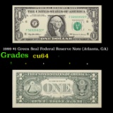 1999 $1 Green Seal Federal Reserve Note (Atlanta, GA) Grades Choice CU