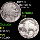 1917-d Buffalo Nickel 5c Grades f, fine