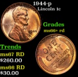 1944-p Lincoln Cent 1c Grades GEM++ RD