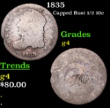 1835 Capped Bust Half Dime 1/2 10c Grades g, good