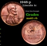 1948-p Lincoln Cent 1c Grades GEM Unc RB