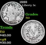 1889 Liberty Nickel 5c Grades f, fine