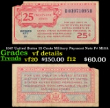 1947 United States 25 Cents Military Payment Note P# M10A Grades vf details