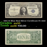 1957 $1 Blue Seal Silver Certificate Fr-1619 Grades Select AU