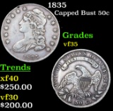 1835 Capped Bust Half Dollar 50c Grades vf++