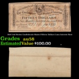 1864 2nd Series Confederate States Fifteen Dollars Loan Interest Note Grades Choice AU/BU Slider