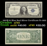 1957B $1 Blue Seal Silver Certificate Fr-1621 Grades xf+