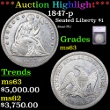 ***Auction Highlight*** 1847-p Seated Liberty Dollar $1 Graded ms63 By SEGS (fc)