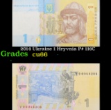 2014 Ukraine 1 Hryvnia P# 116C Grades Gem+ CU