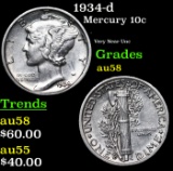 1934-d Mercury Dime 10c Grades Choice AU/BU Slider