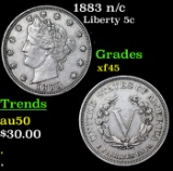 1883 n/c Liberty Nickel 5c Grades xf+