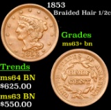 1853 Braided Hair Half Cent 1/2c Grades Select+ Unc BN