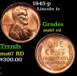 1945-p Lincoln Cent 1c Grades GEM++ Unc RD