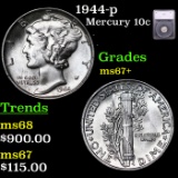 1944-p Mercury Dime 10c Graded ms67+ By SEGS