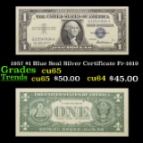 1957 $1 Blue Seal Silver Certificate Fr-1619 Grades Gem CU