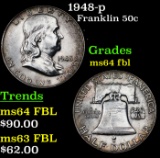 1948-p Franklin Half Dollar 50c Grades Choice Unc FBL