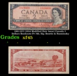 1961-1972 (1954 Modified Hair Issue) Canada 2 Dollars Banknote P# 76b, Sig. Beattie & Rasminsky Grad