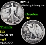 1921-s Walking Liberty Half Dollar 50c Grades f, fine