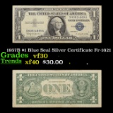 1957B $1 Blue Seal Silver Certificate Fr-1621 Grades vf++