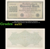 1922 Third Issue Germany (Weimar Republic) Post-WWI Hyperinflation 1000 Marks Banknote P# 76 Grades
