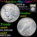 ***Auction Highlight*** 1928-p Peace Dollar $1 Graded Select+ Unc BY USCG (fc)